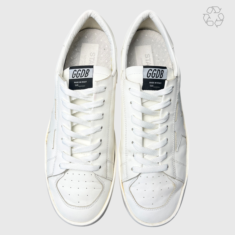 Golden Goose Stardan Limited Edition White Leather White Star G35MS959B8 Size 11 Pre-Owned