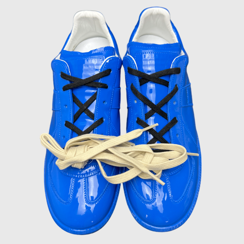 Maison Margiela Replica Lace-Up Sneakers 'Blue Patent' SS22 Brand New