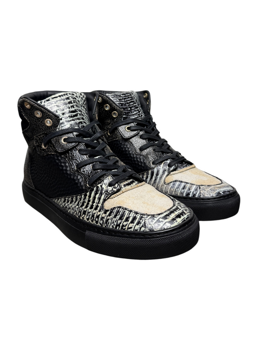 Vintage Balenciaga High Top Sneaker 'Black/Snakeskin' Mismatched Sizes (40L & 41R) Pre-Owned