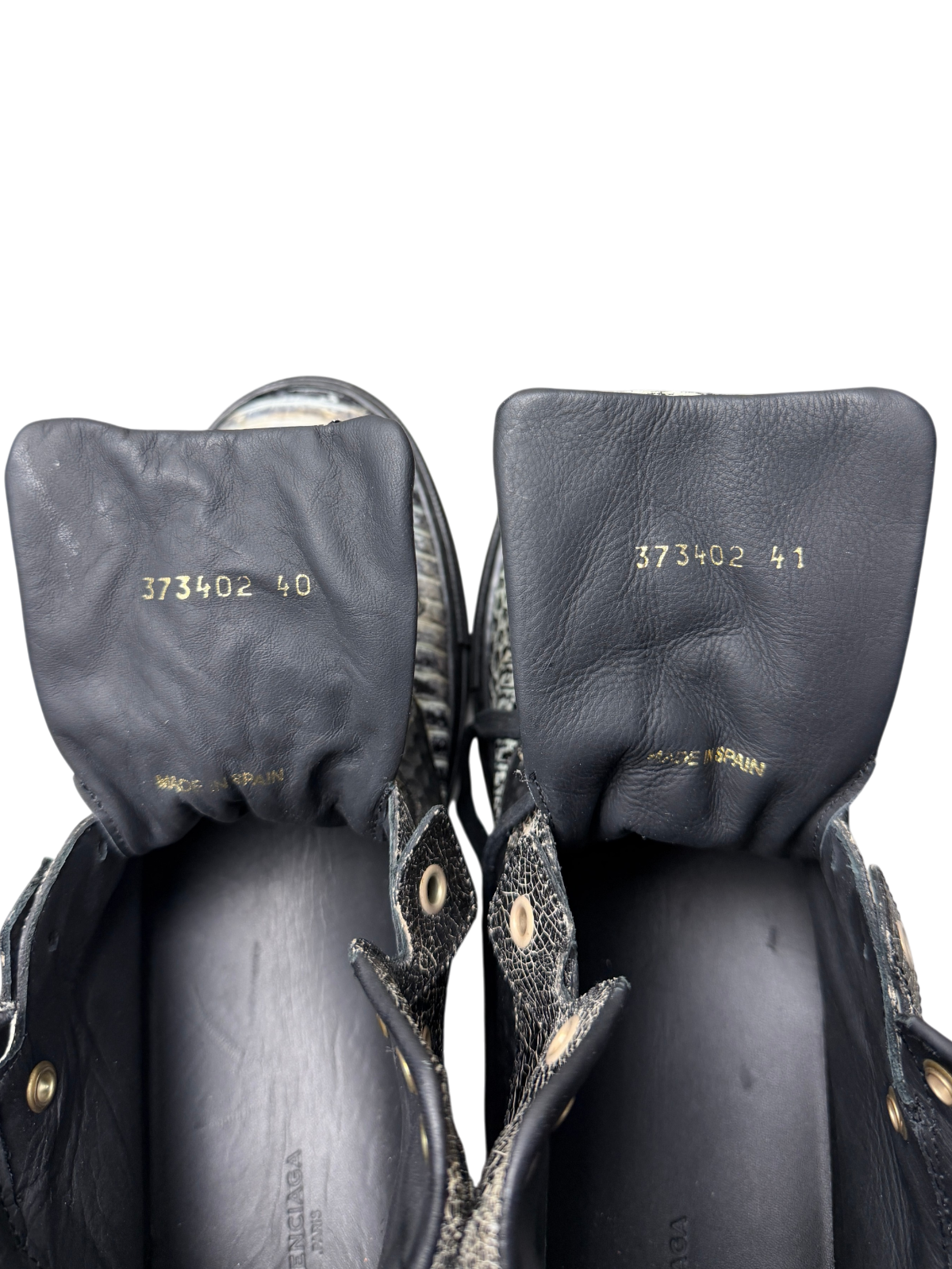 Vintage Balenciaga High Top Sneaker 'Black/Snakeskin' Mismatched Sizes (40L & 41R) Pre-Owned