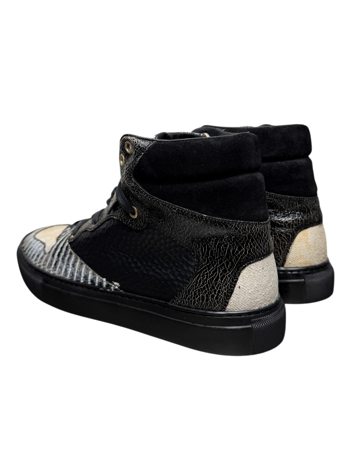 Vintage Balenciaga High Top Sneaker 'Black/Snakeskin' Mismatched Sizes (40L & 41R) Pre-Owned