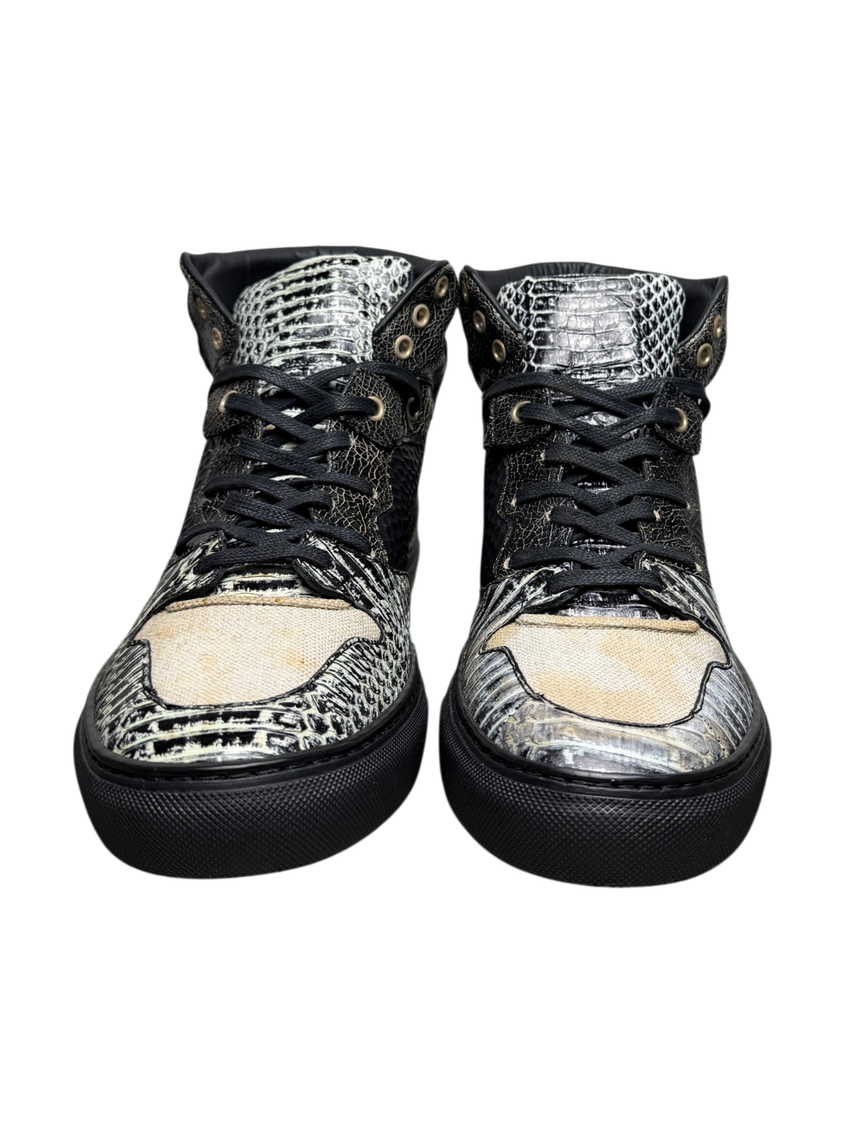 Vintage Balenciaga High Top Sneaker 'Black/Snakeskin' Mismatched Sizes (40L & 41R) Pre-Owned