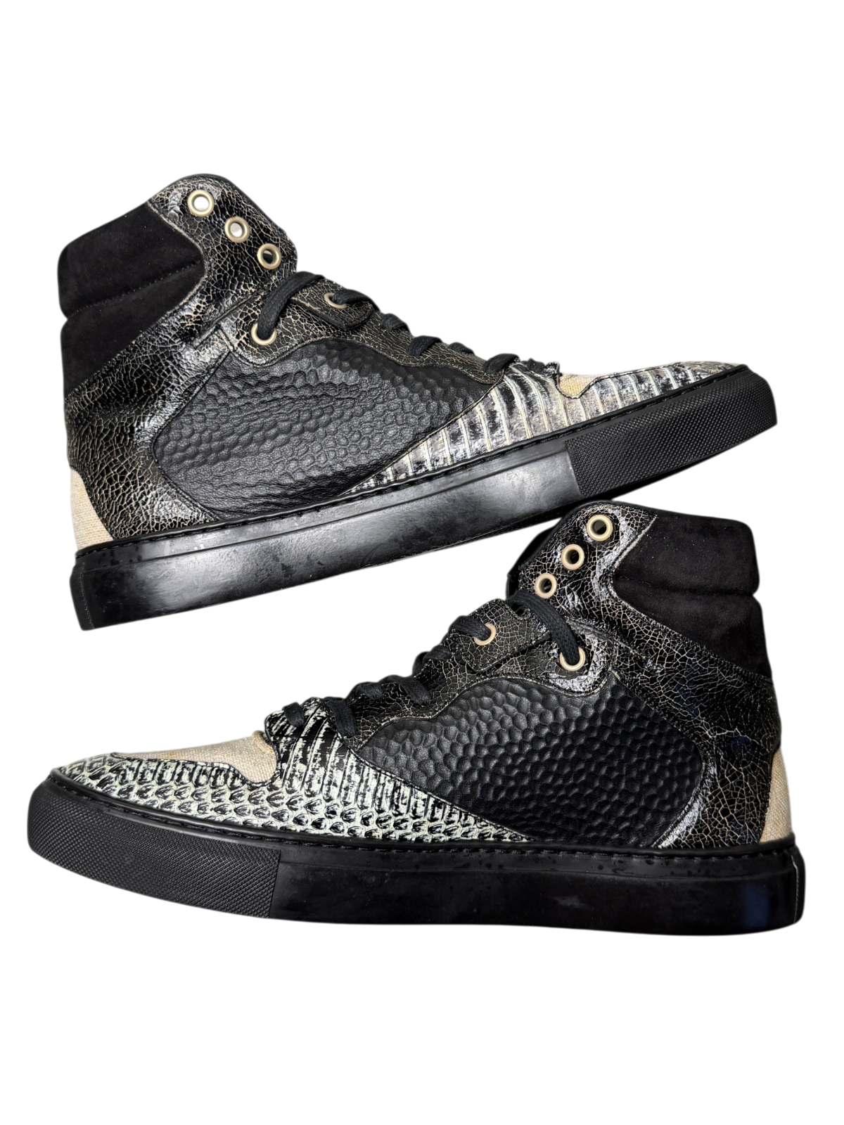 Vintage Balenciaga High Top Sneaker 'Black/Snakeskin' Mismatched Sizes (40L & 41R) Pre-Owned