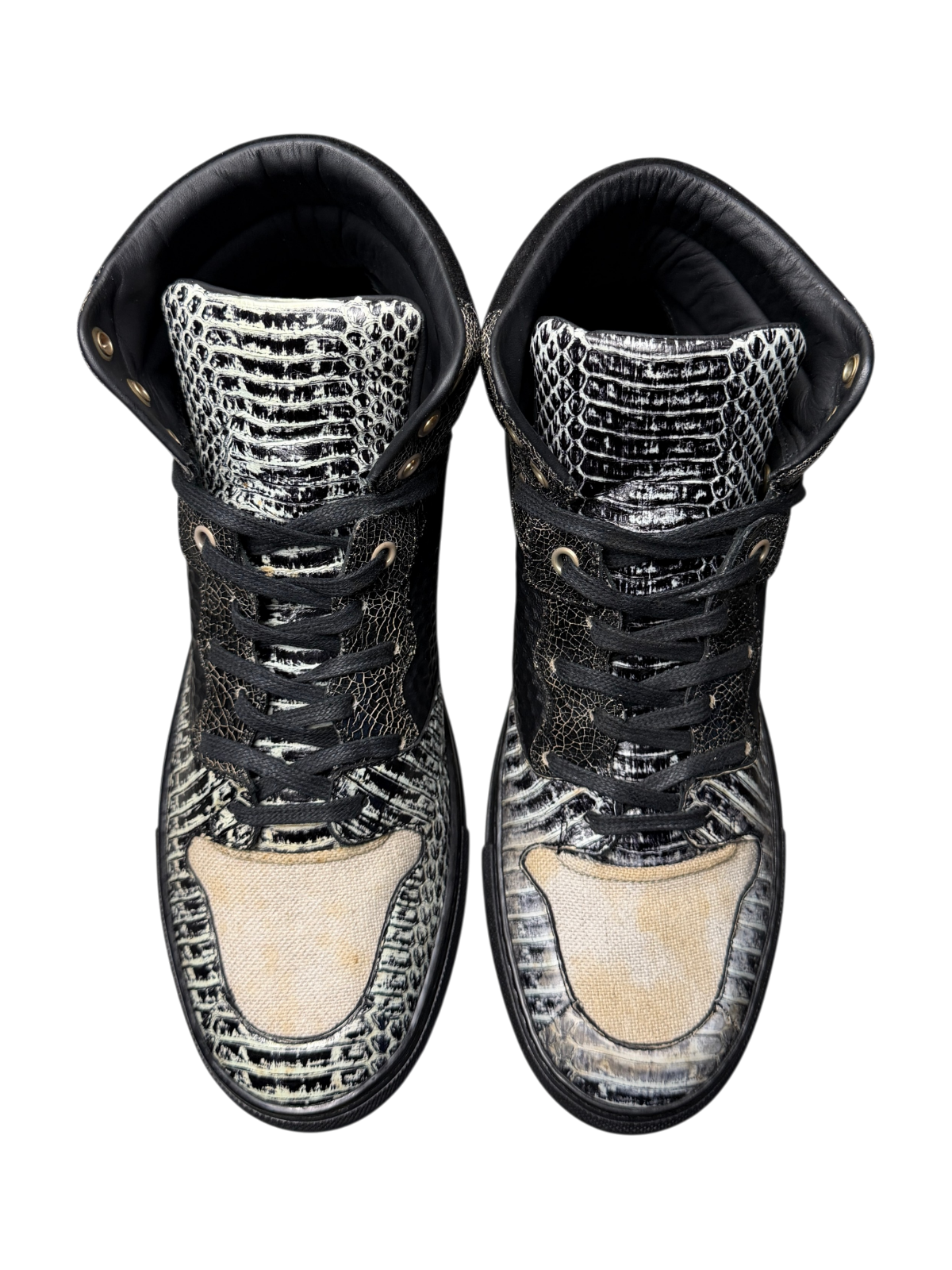 Vintage Balenciaga High Top Sneaker 'Black/Snakeskin' Mismatched Sizes (40L & 41R) Pre-Owned
