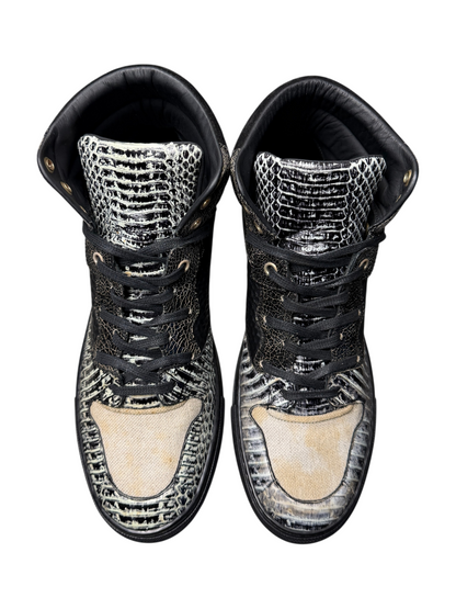 Vintage Balenciaga High Top Sneaker 'Black/Snakeskin' Mismatched Sizes (40L & 41R) Pre-Owned
