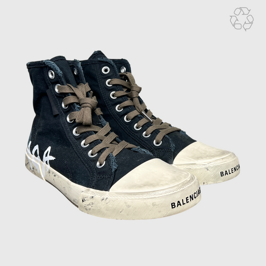 Balenciaga Paris High Sneakers 'Graffiti Black' Size 9 Pre-owned
