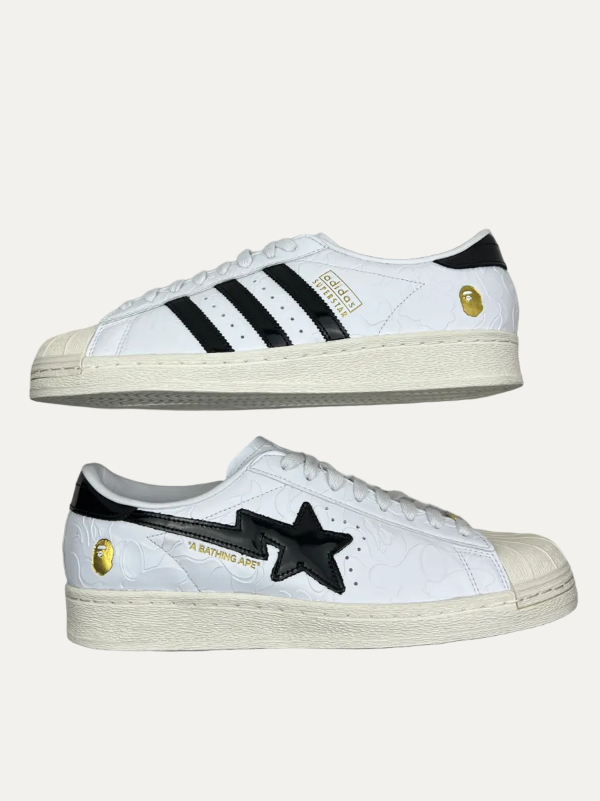 BAPE x adidas Superstar Vintage 'White Black' Size 10.5 Pre-Owned