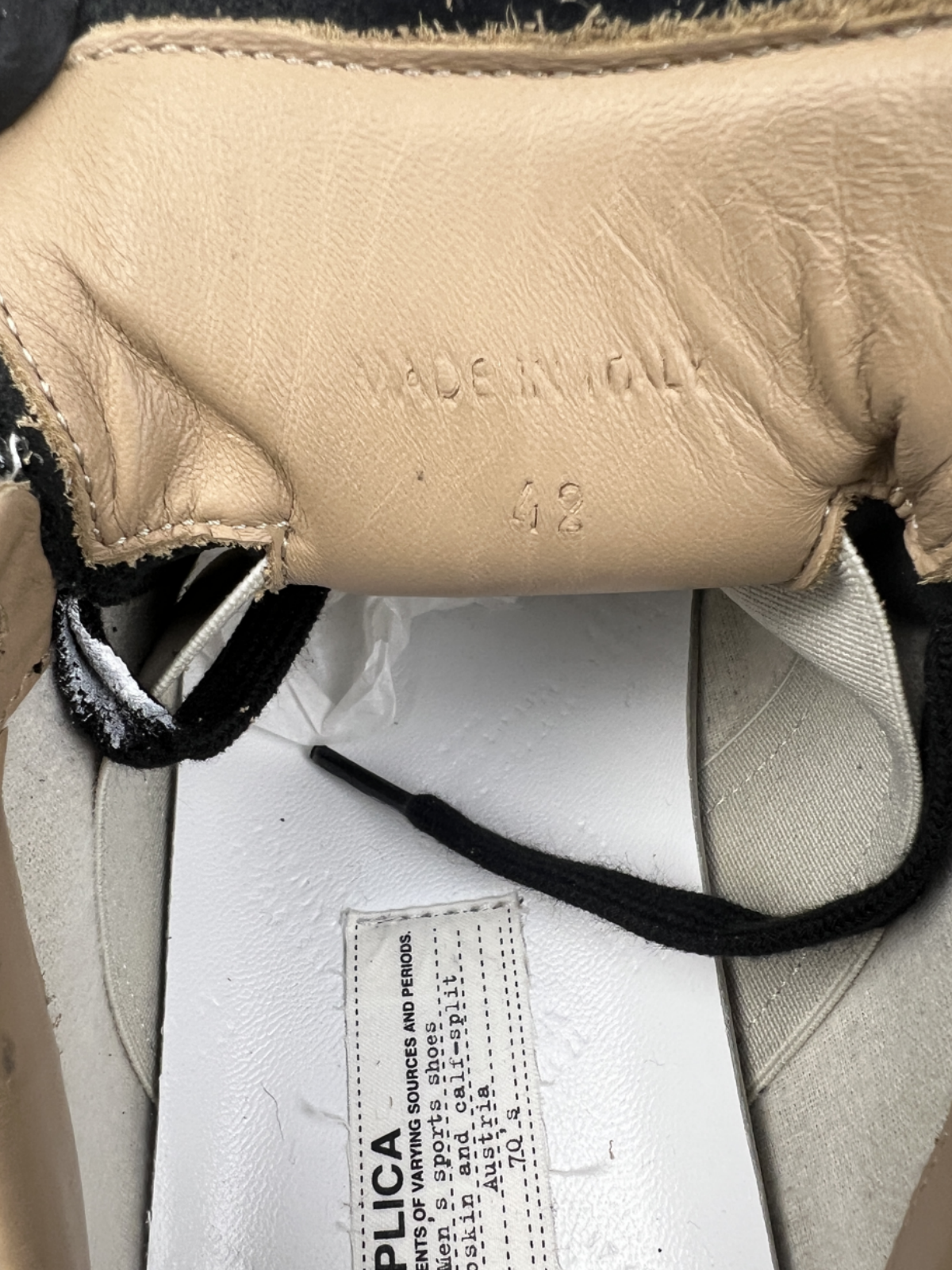 Maison Margiela Replica Gat Low Top Sneaker 'Bianchetto' Size 9 Pre-Owned