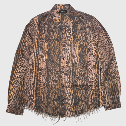 Amiri Distressed Leopard Printed  Flannel Shirt Brand New