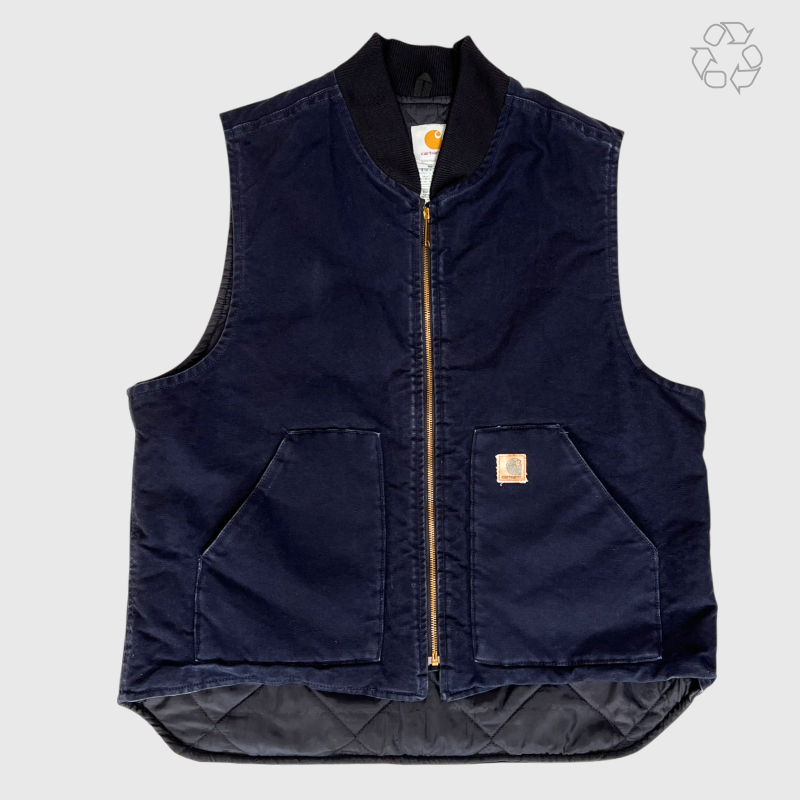 Vintage Carhartt Firm Duck Insulated Rib Collar Vest 'Navy' Size XL Pre-Owned