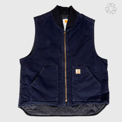 Vintage Carhartt Firm Duck Insulated Rib Collar Vest 'Navy' Size XL Pre-Owned