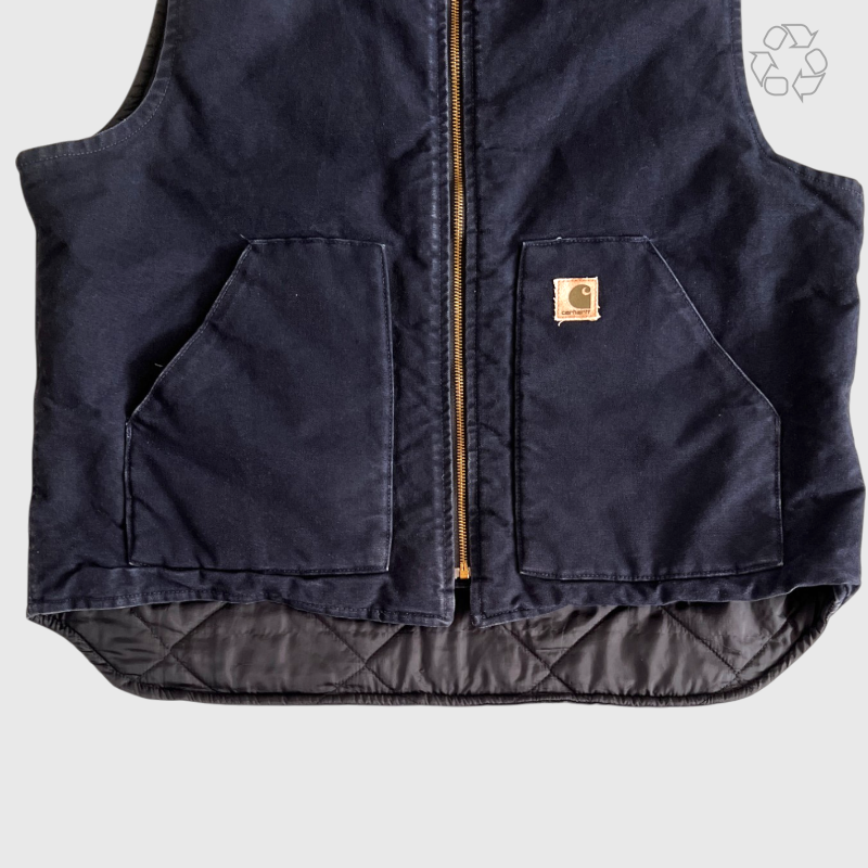 Vintage Carhartt Firm Duck Insulated Rib Collar Vest 'Navy' Size XL Pre-Owned