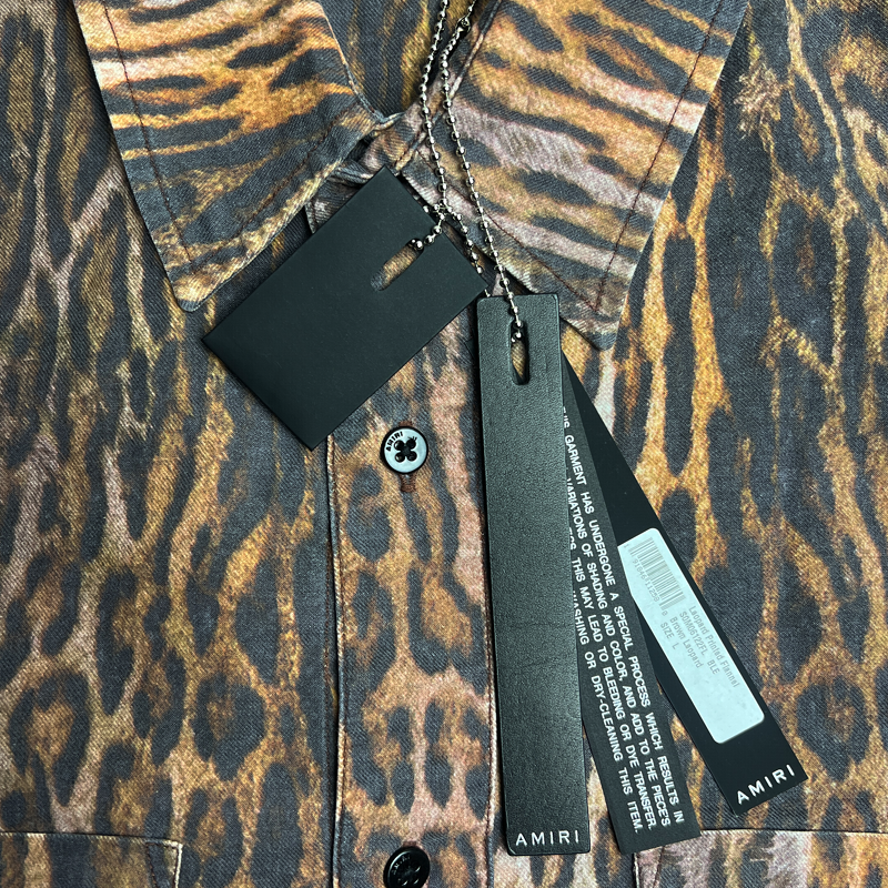 Amiri Distressed Leopard Printed  Flannel Shirt Brand New