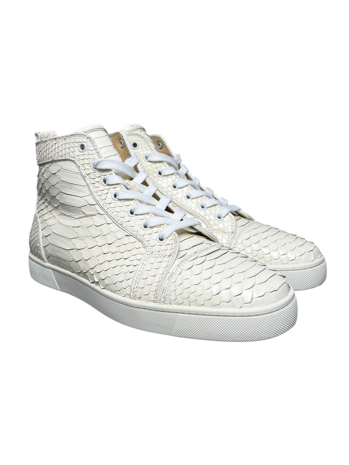 Christian Louboutin Louis Orlato Flat Python Sneaker 'Ivory' Size 43.5 Pre-Owned