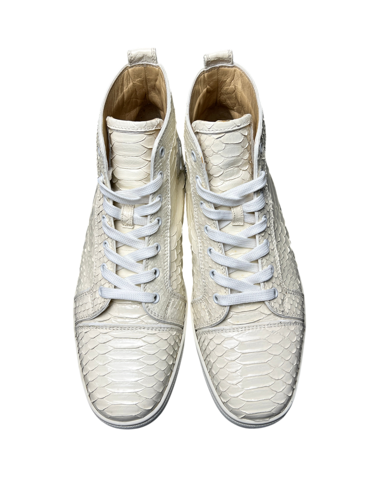 Christian Louboutin Louis Orlato Flat Python Sneaker 'Ivory' Size 43.5 Pre-Owned