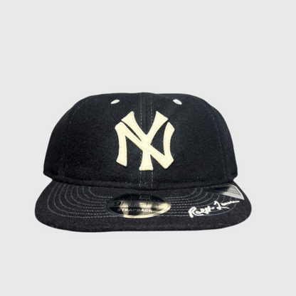 Polo Ralph Lauren x New Era Retro 9FIFTY NY Yankees Wool Strapback Cap 'Black' Brand New