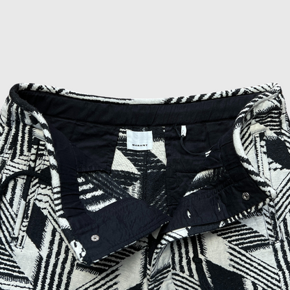 Isabel Marant Felian Jacquard Shorts 'Black/Off White' Size Large Brand New