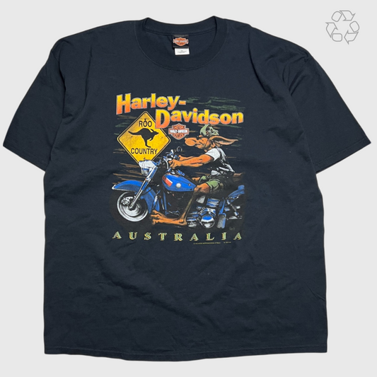 Vintage 90's Harley Davidson Roo Country Australia Tee 'Black' Size 2XL Pre-Owned