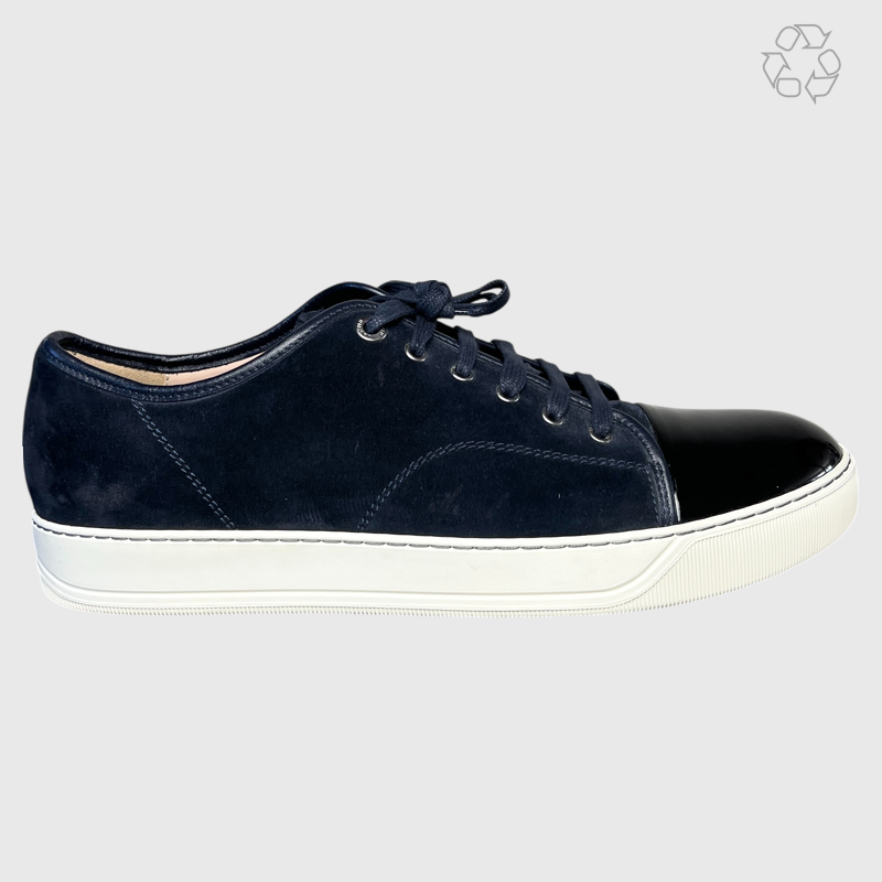 Lanvin DBB1 Patent Leather & Suede Lace-Up Sneakers 'Navy Blue' Size 12 Pre-Owned
