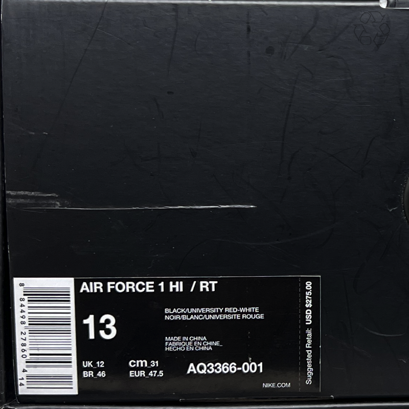 Ricardo Tisci x Nike Air Force 1 High 'Black' FW17 Size 13 Pre-Owned