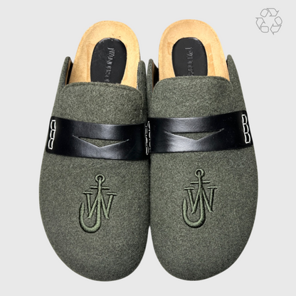 JW Anderson Felt Loafer Mules 'Dark Olive' Size 11.5 Pre-Owned