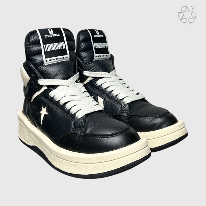 Rick Owens x Converse DRKSHDW TURBOWPN Mid 'Black Cloud Cream' Size 6 Pre-Owned