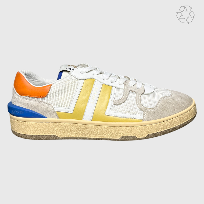Lanvin Clay Low Top Sneakers 'White/Yellow' Size 10 Pre-Owned