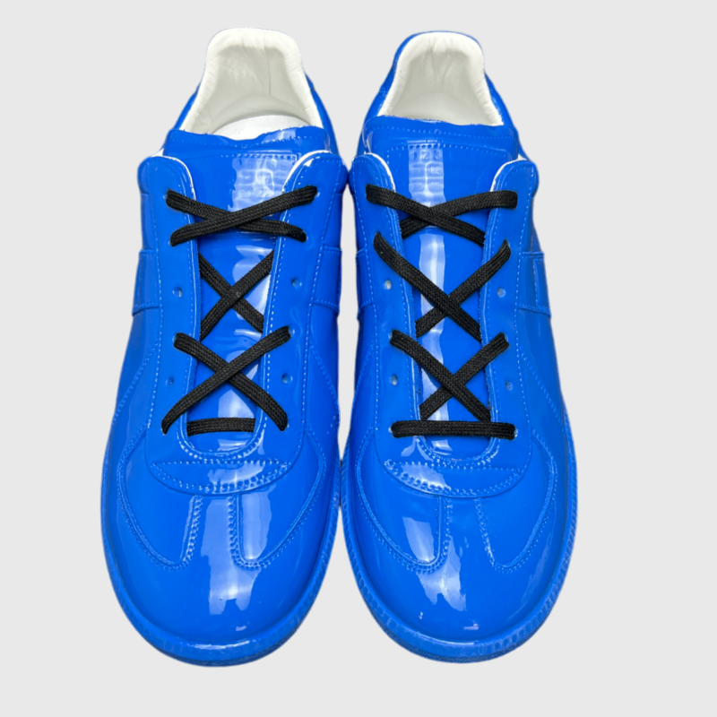 Maison Margiela Replica Lace-Up Sneakers 'Blue Patent' SS22 Brand New