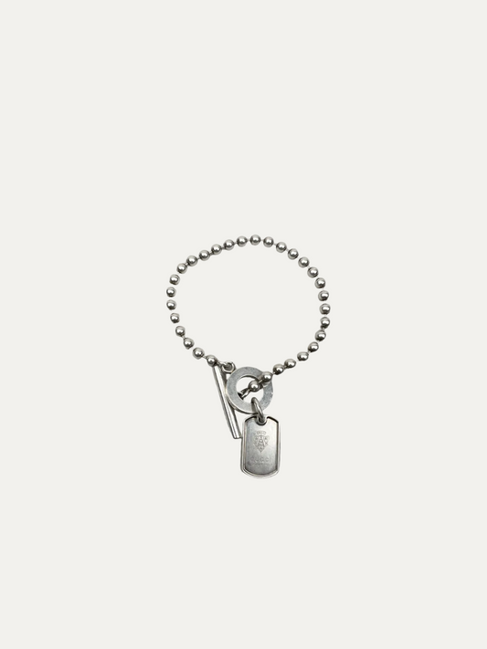 Vintage Gucci Dog Tag Boule Chain Toggle Bracelet 925 Sterling Silver 7" Pre-Owned