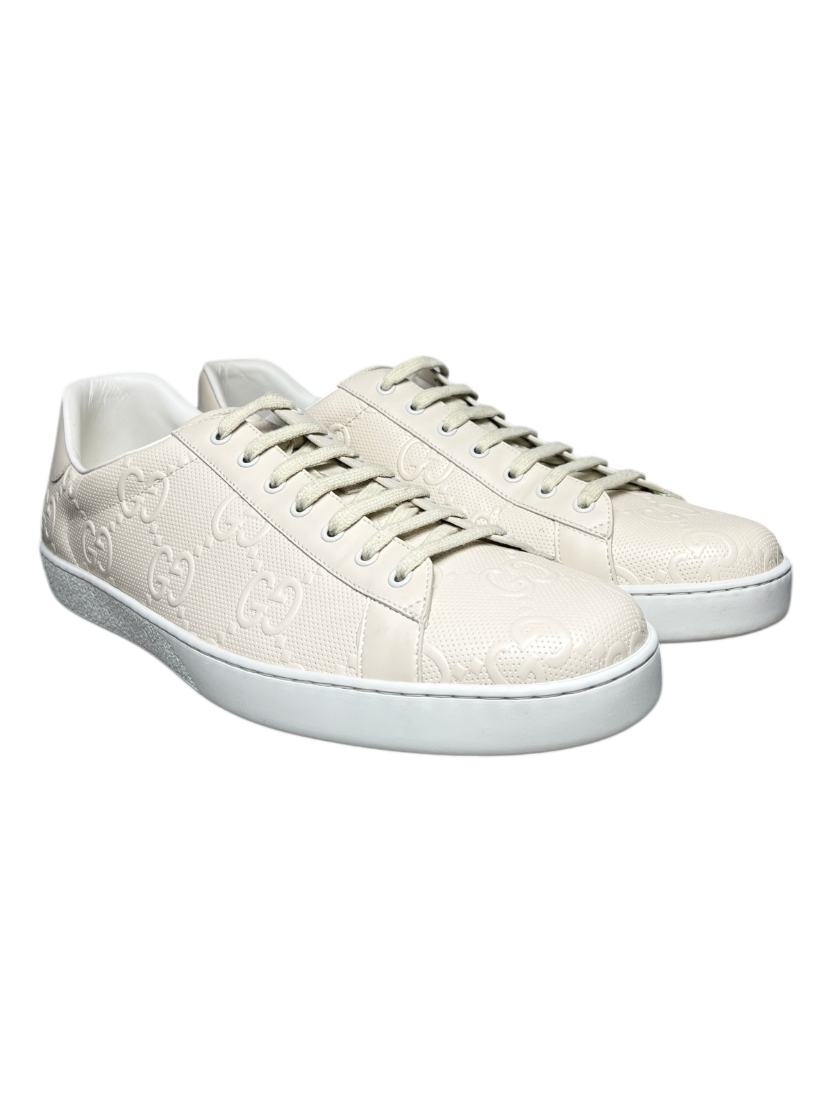 Gucci Ace 'GG Embossed - Cream/White' Size 17 Pre-Owned