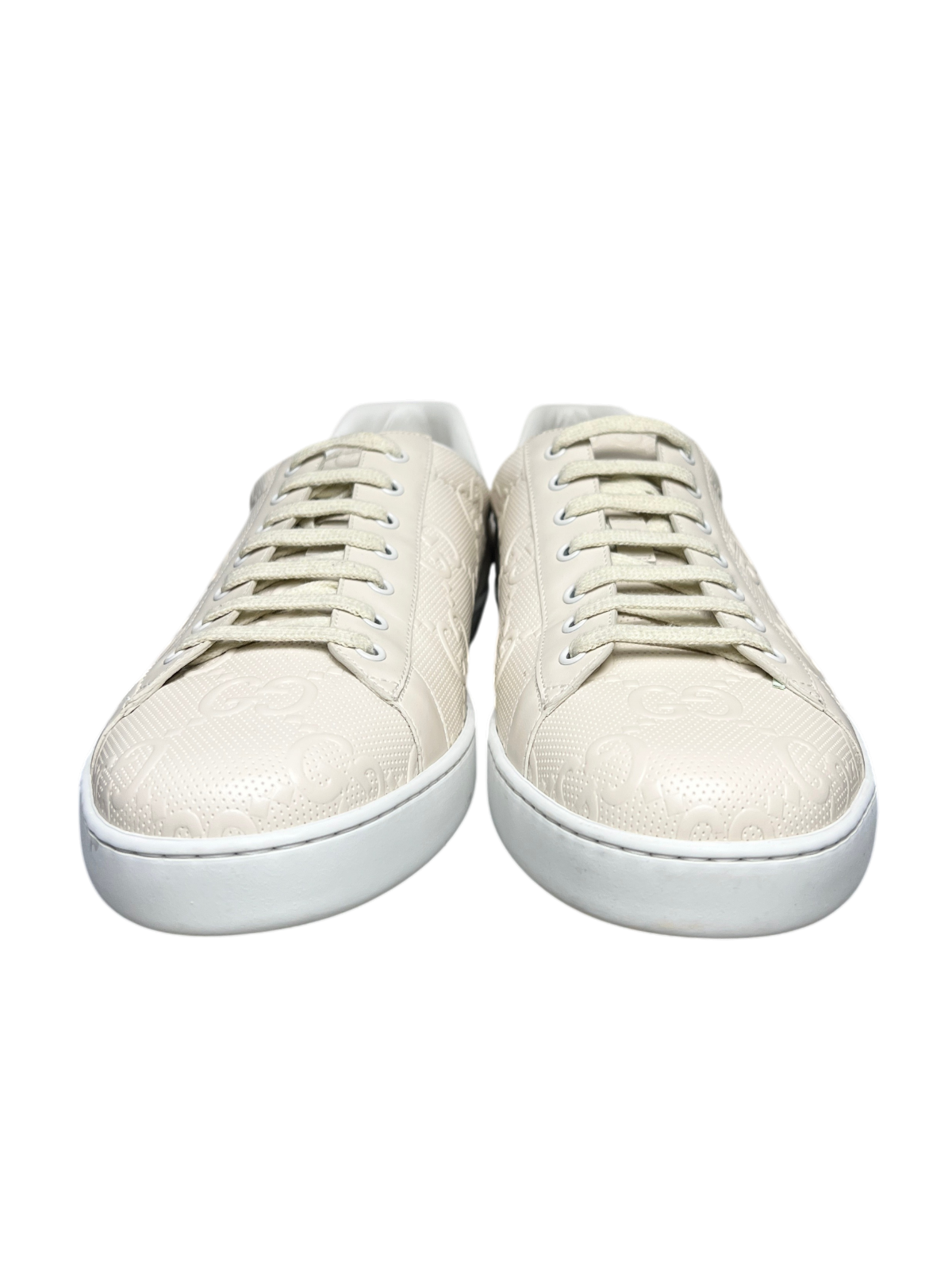 Gucci Ace 'GG Embossed - Cream/White' Size 17 Pre-Owned
