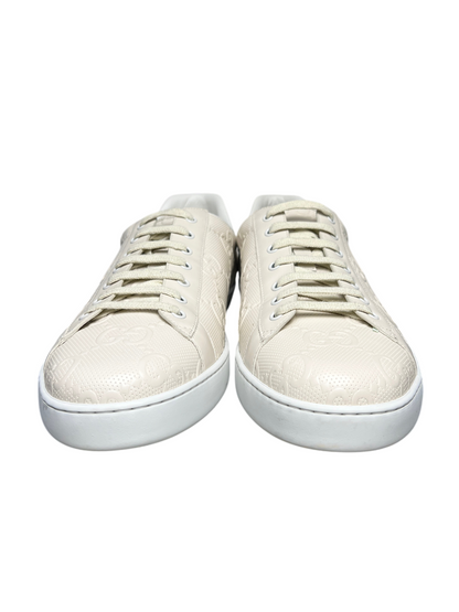 Gucci Ace 'GG Embossed - Cream/White' Size 17 Pre-Owned