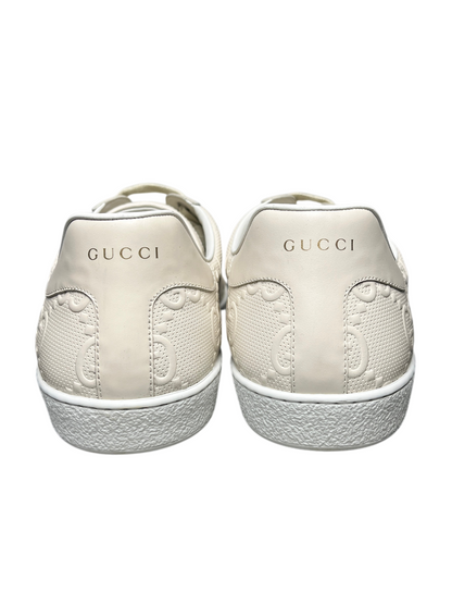 Gucci Ace 'GG Embossed - Cream/White' Size 17 Pre-Owned