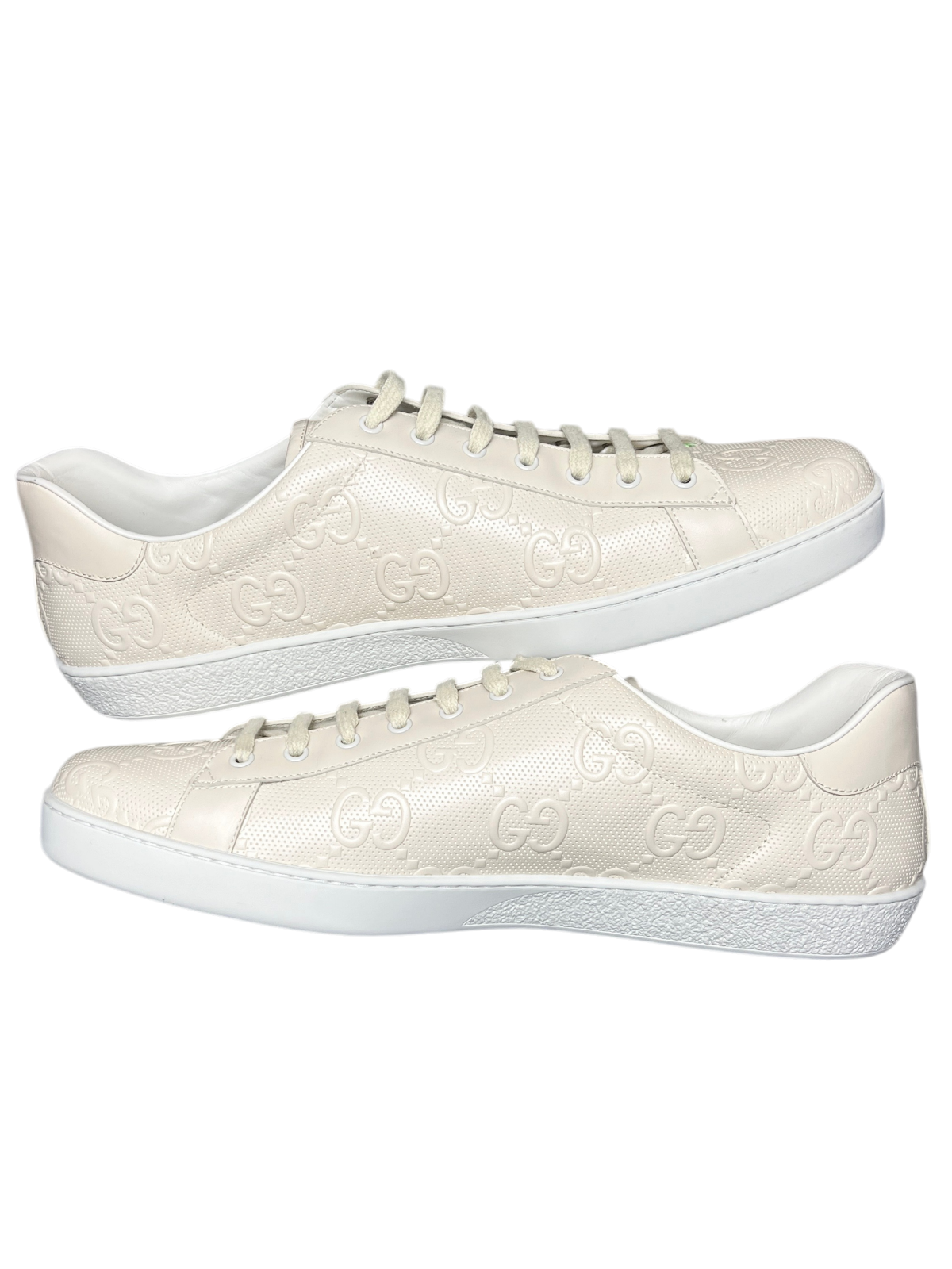 Gucci Ace 'GG Embossed - Cream/White' Size 17 Pre-Owned