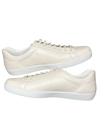 Gucci Ace 'GG Embossed - Cream/White' Size 17 Pre-Owned