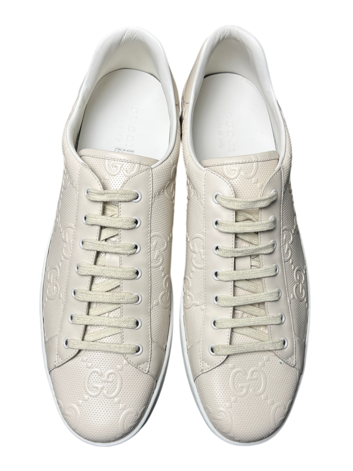 Gucci Ace 'GG Embossed - Cream/White' Size 17 Pre-Owned