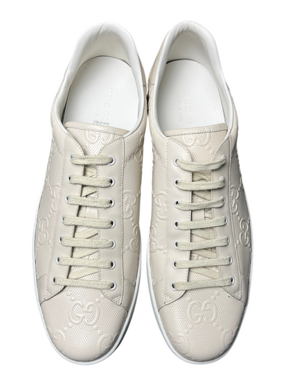 Gucci Ace 'GG Embossed - Cream/White' Size 17 Pre-Owned