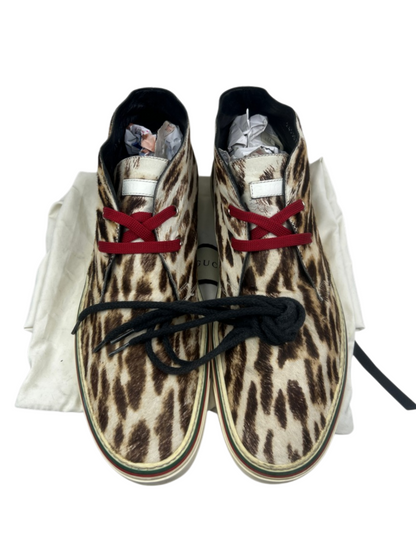 Vintage Gucci Leopard Print Chukka Sneaker 245307 FW10 Size 9 Pre-Owned