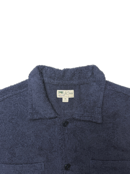 J. Crew 4 Pocket Camp Collar Terry Cotton Button-down Shirt Size XL 'Navy' Pre-Owned