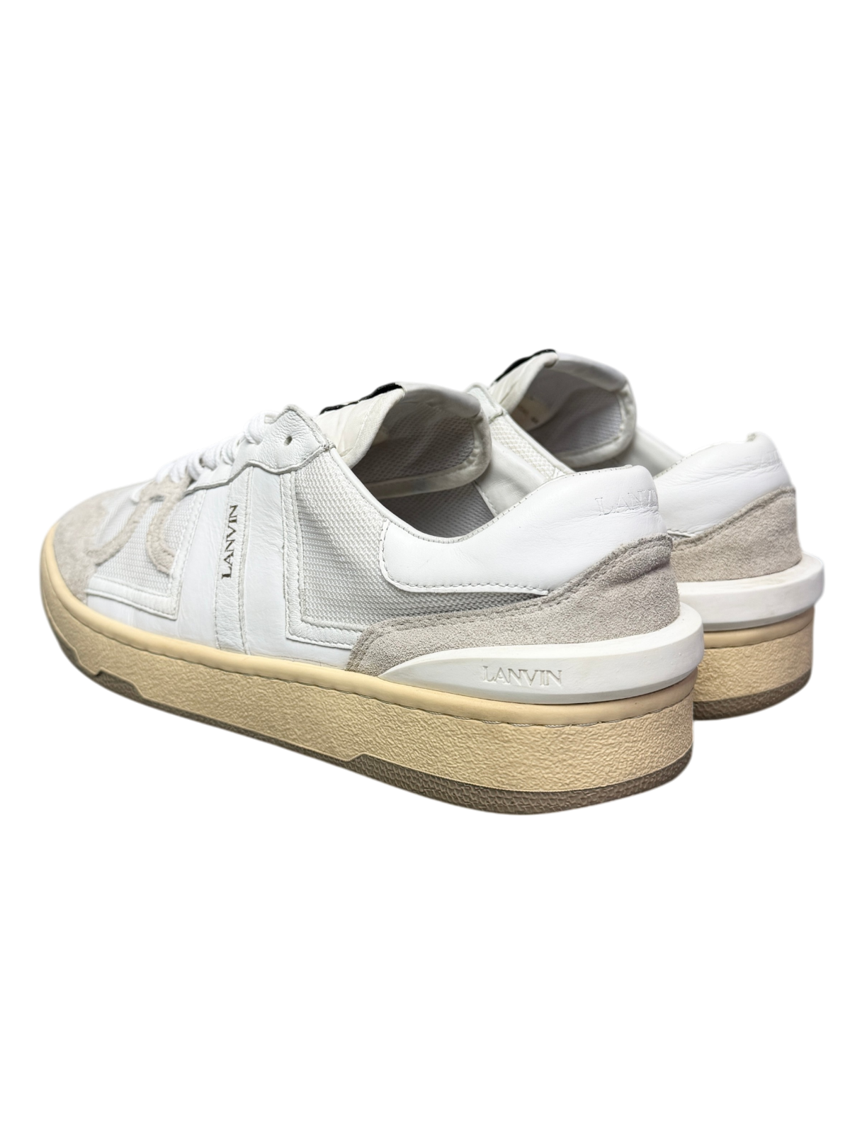 Lanvin Clay Mesh and Leather Low Top Sneakers 'White' Size 44 Pre-Owned