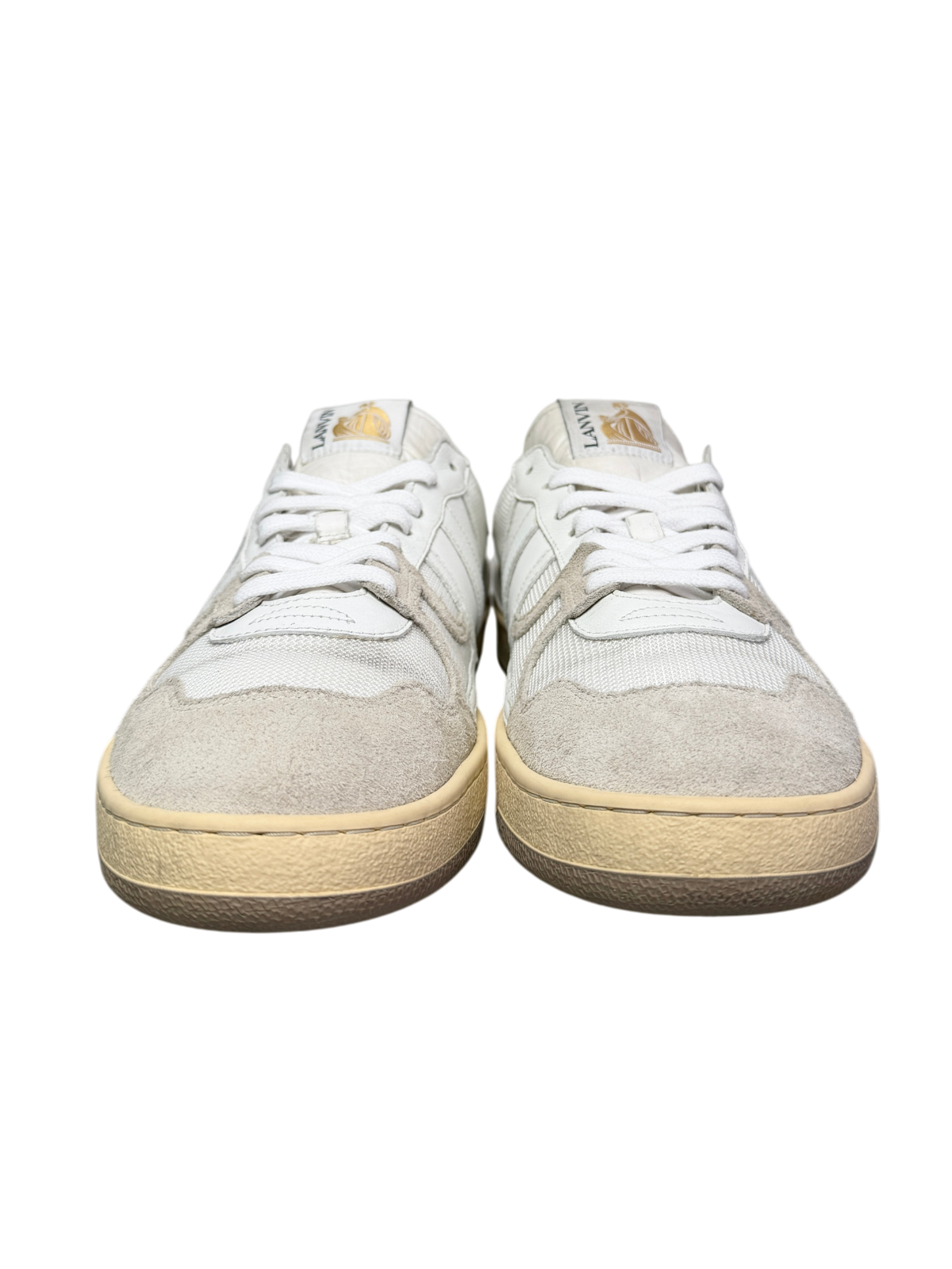 Lanvin Clay Mesh and Leather Low Top Sneakers 'White' Size 44 Pre-Owned