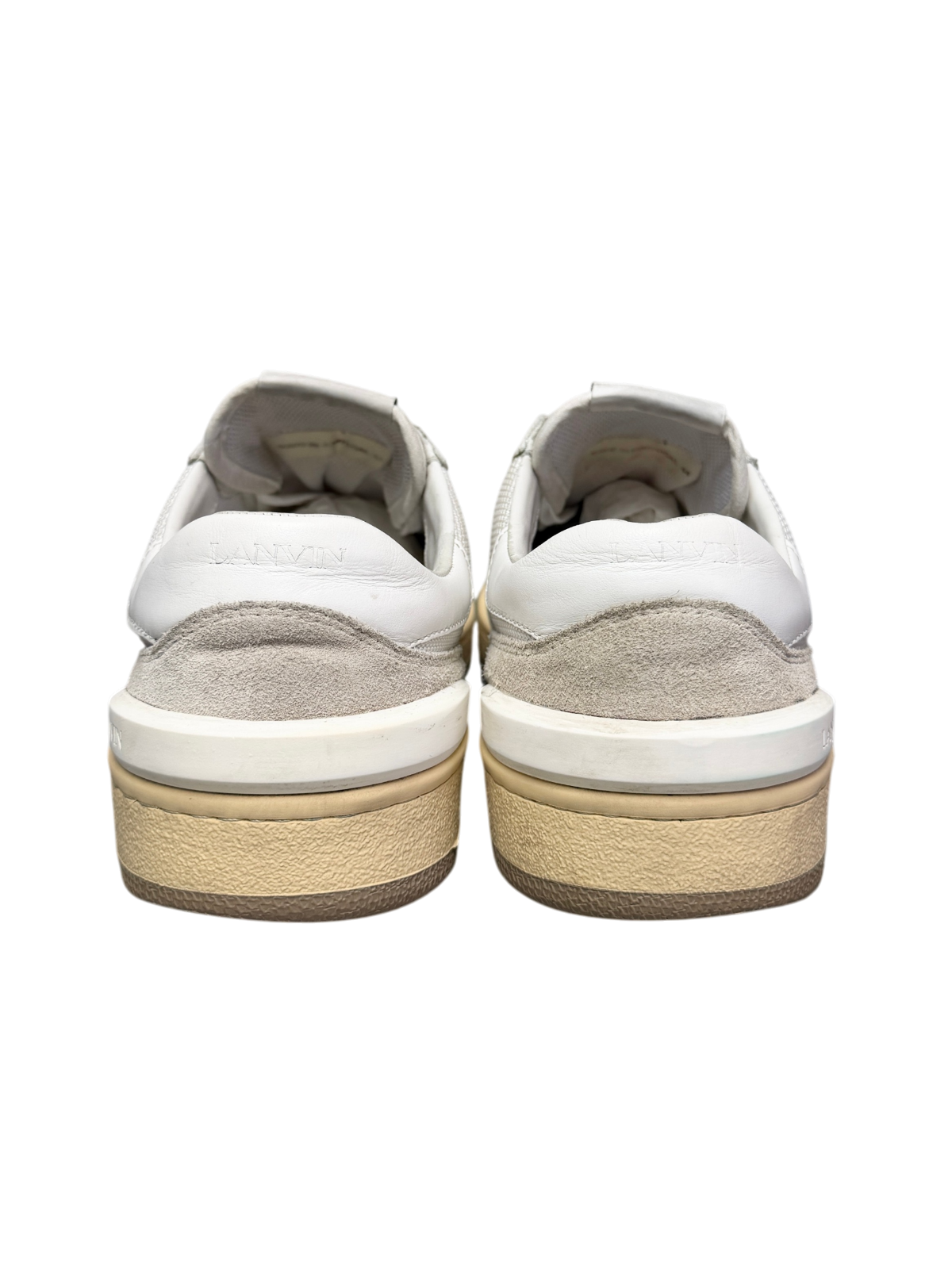 Lanvin Clay Mesh and Leather Low Top Sneakers 'White' Size 44 Pre-Owned