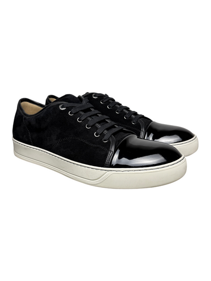 Lanvin DBB1 Patent Leather & Suede Lace-Up Sneakers 'Black Patent Leather' Size 11 UK Pre-Owned
