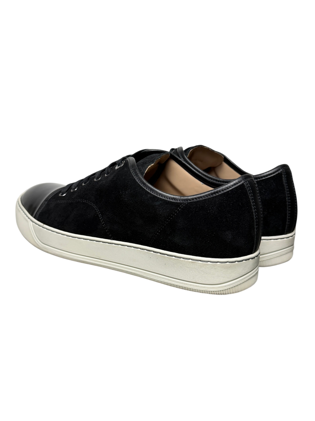 Lanvin DBB1 Patent Leather & Suede Lace-Up Sneakers 'Black Patent Leather' Size 11 UK Pre-Owned