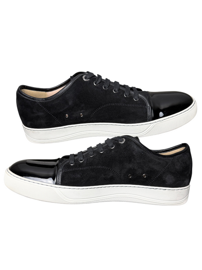 Lanvin DBB1 Patent Leather & Suede Lace-Up Sneakers 'Black Patent Leather' Size 11 UK Pre-Owned