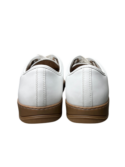 Lanvin DBB1 Leather Low Top Sneakers 'Optic White/Honey' Size 9 UK Pre-Owned