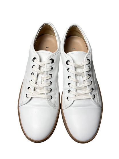 Lanvin DBB1 Leather Low Top Sneakers 'Optic White/Honey' Size 9 UK Pre-Owned