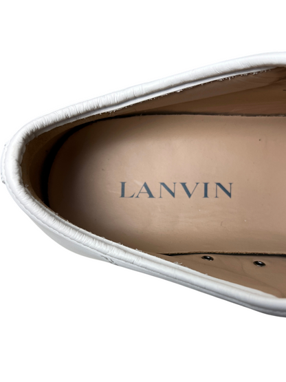 Lanvin DBB1 Leather Low Top Sneakers 'Optic White/Honey' Size 9 UK Pre-Owned