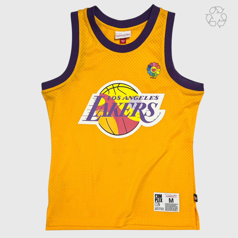 Takashi Murakami x Mitchell Ness LA Lakers Yellow Basketball Jersey 2019 ComplexCon Size M Pre-Owned
