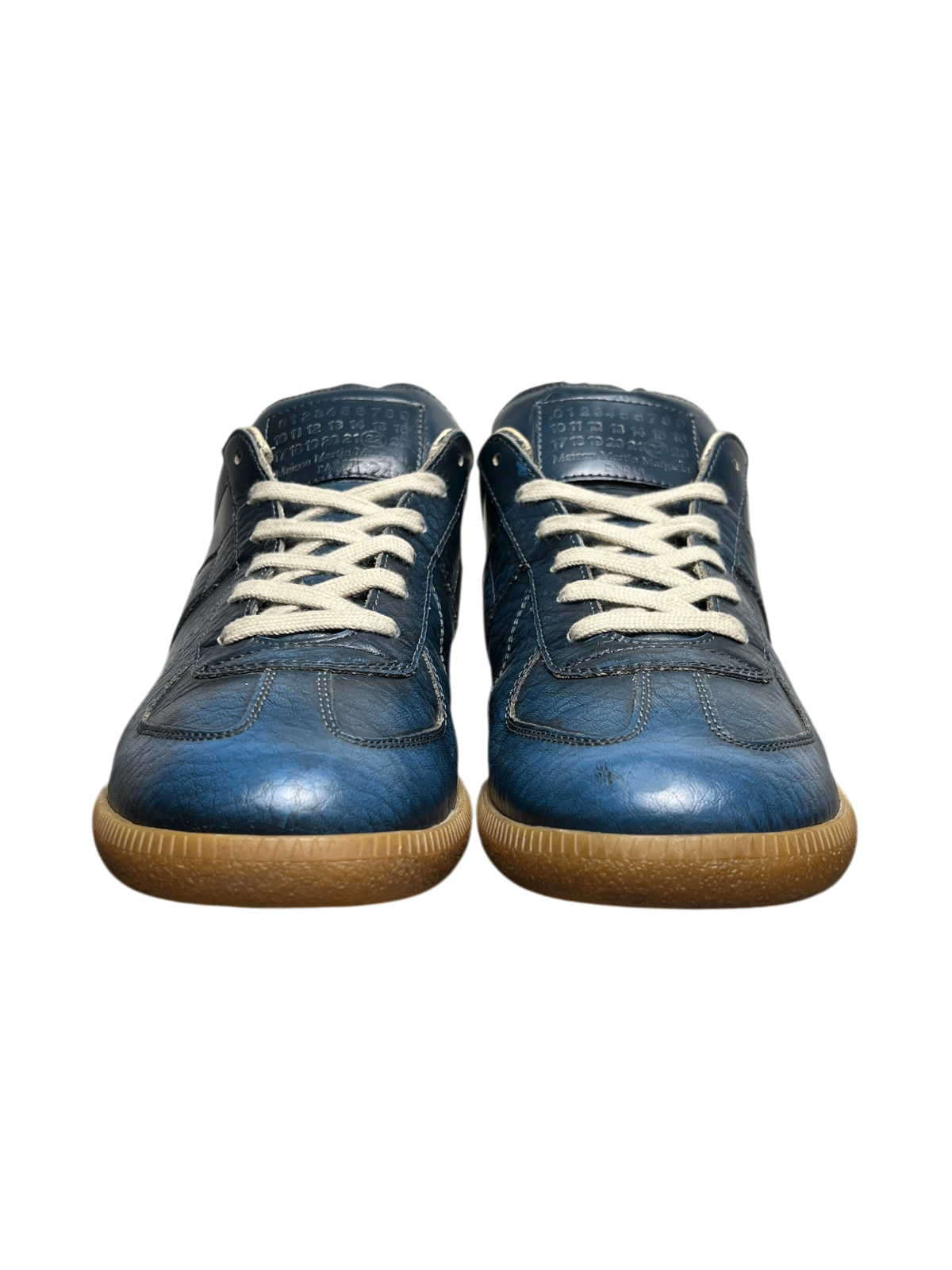 Maison Margiela Replica Low Top Sneaker 'Python Print Blue' Size 10 Pre-Owned [No Insoles]